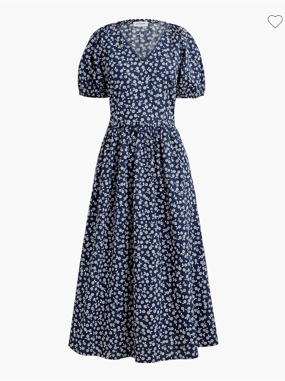 J.Crew Printed Lace Trim Mid Dress Navy Blue White Floral Cotton Sz 10